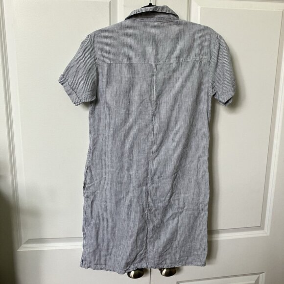 Tahari 100% Linen Shirt Dress Womens XS Stripe Coastal Beachy - Picture 2 of 9